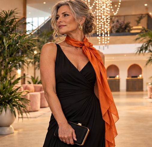 Oranje sjaal als accent